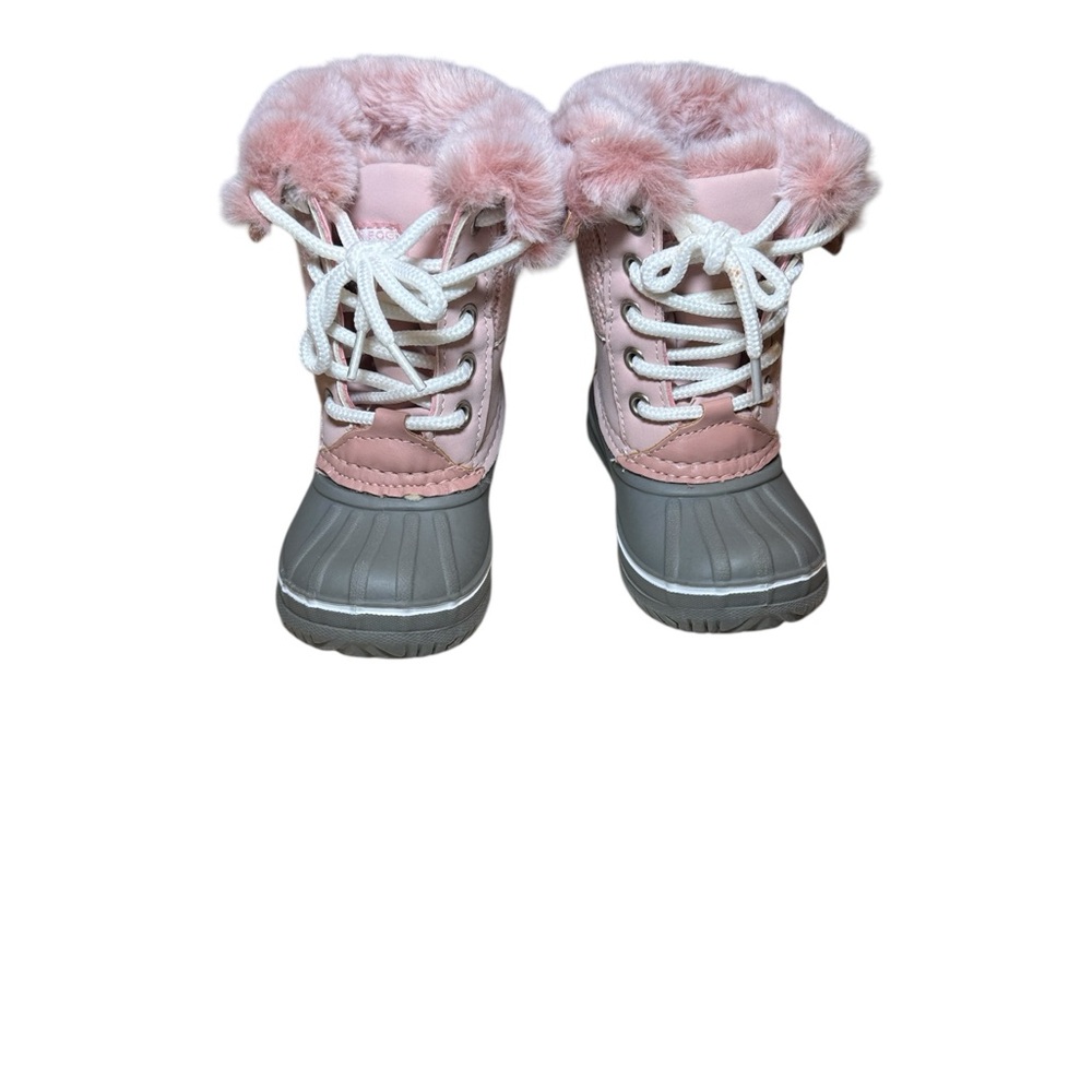 London Fog Pink and Gray Kids Winter Boots